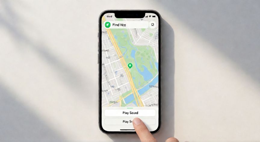 como encontrar 1 airpod perdido, Pantalla del iPhone con la app Buscar mostrando la ubicación de un AirPod perdido en un mapa