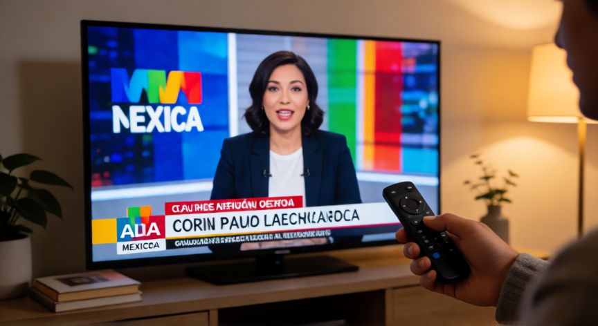 como encontrar azteca 7 en roku, Persona usando el control de Roku para sintonizar un canal mexicano en la televisión