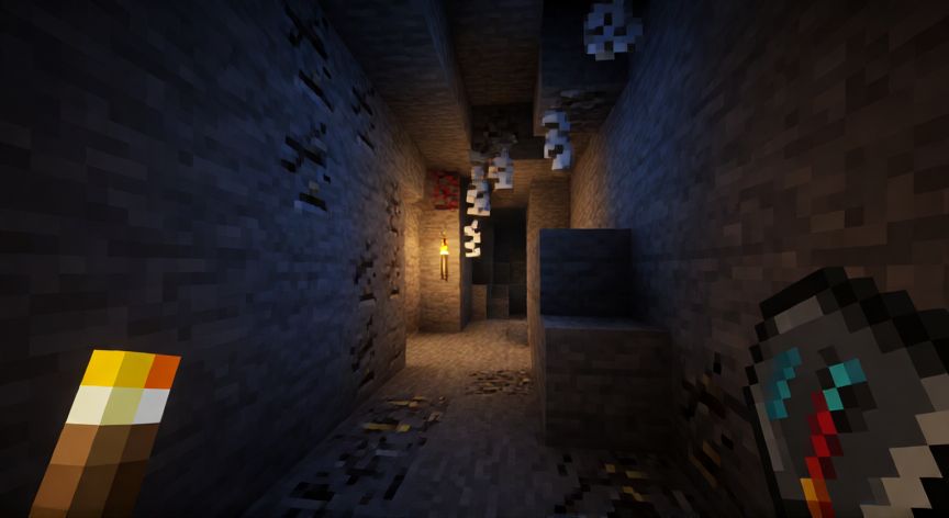 como encontrar bases en minecraft, Explorando cuevas de Minecraft con una compás para orientarse y encontrar bases subterráneas
