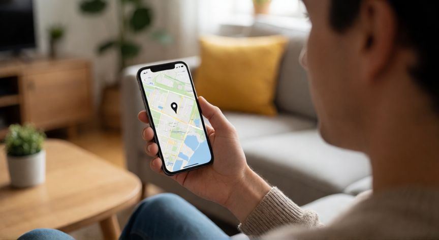 como encontrar buds 3, Persona buscando unos Galaxy Buds 3 perdidos con ayuda de la app Galaxy Find en el móvil