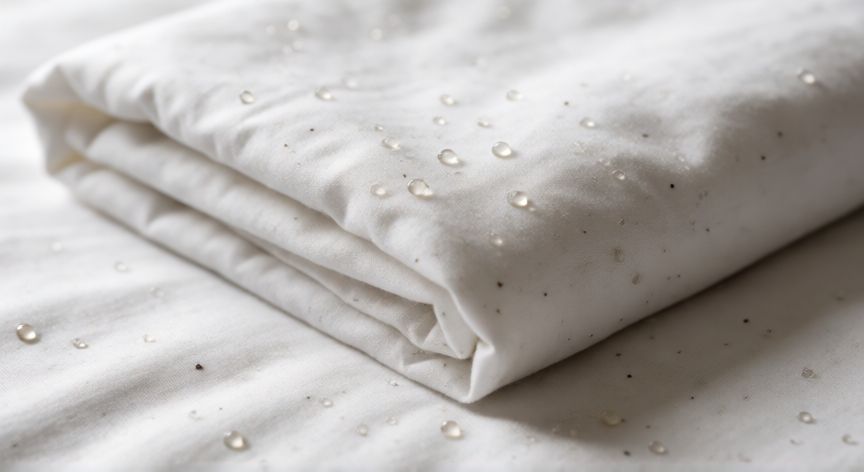como encontrar chinches en la cama, Sábanas con manchas oscuras y pequeños puntos blanquecinos que pueden indicar chinches