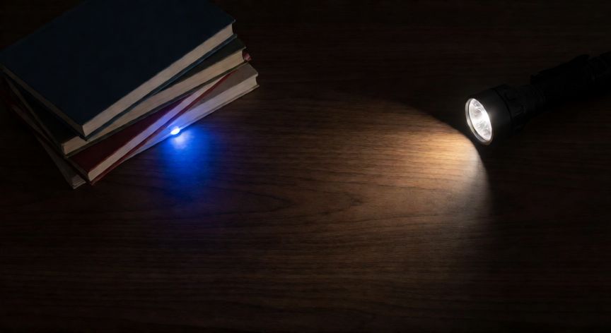 como encontrar dispositivos bluetooth perdidos, LED parpadeante de un dispositivo Bluetooth detectado con linterna en la oscuridad