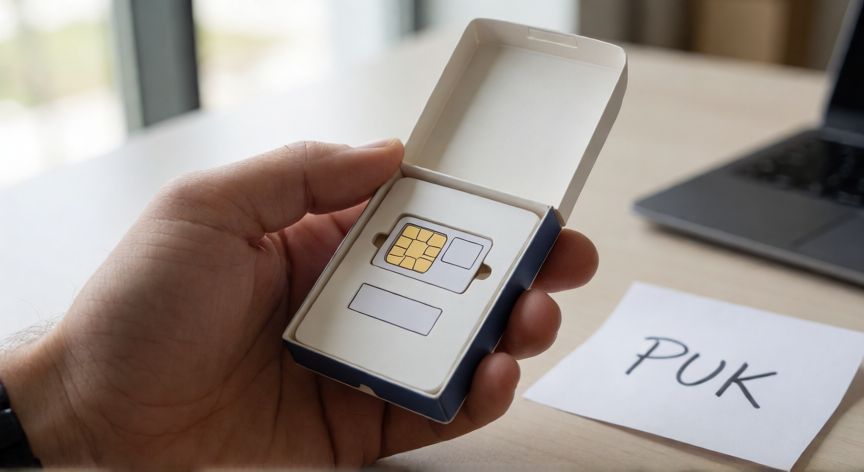 como encontrar el puk del movil, Caja y tarjeta UICC de una SIM con espacio para el código PUK
