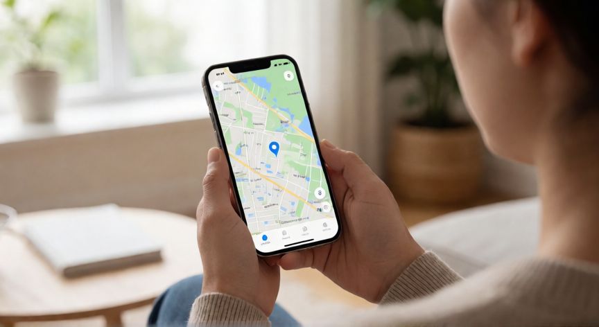 como encontrar iphone, Persona usando la app Buscar para localizar un iPhone en un mapa