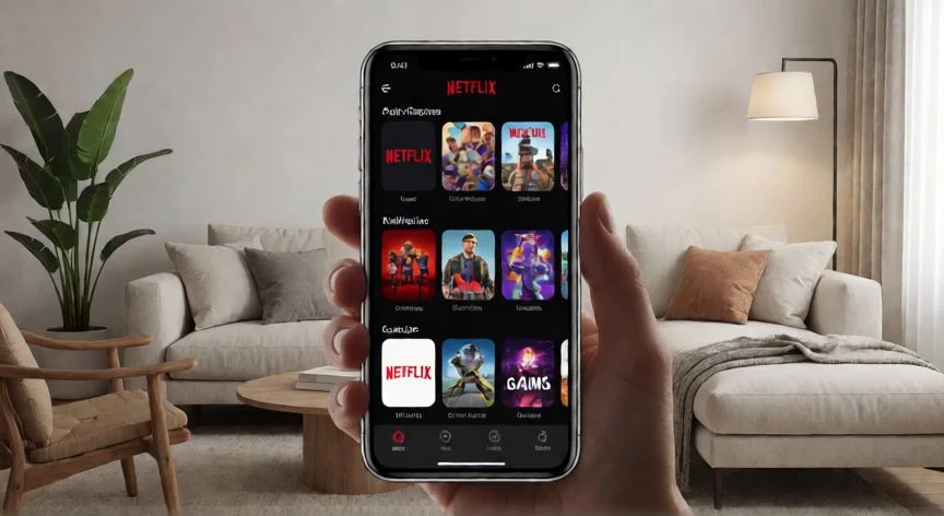 Teléfono mostrando la sección de juegos en la aplicación de Netflix