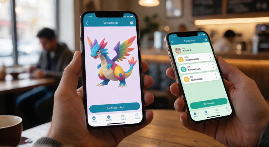 como encontrar kecleon pokemon go, Intercambio de Pokémon desde el móvil en una cafetería