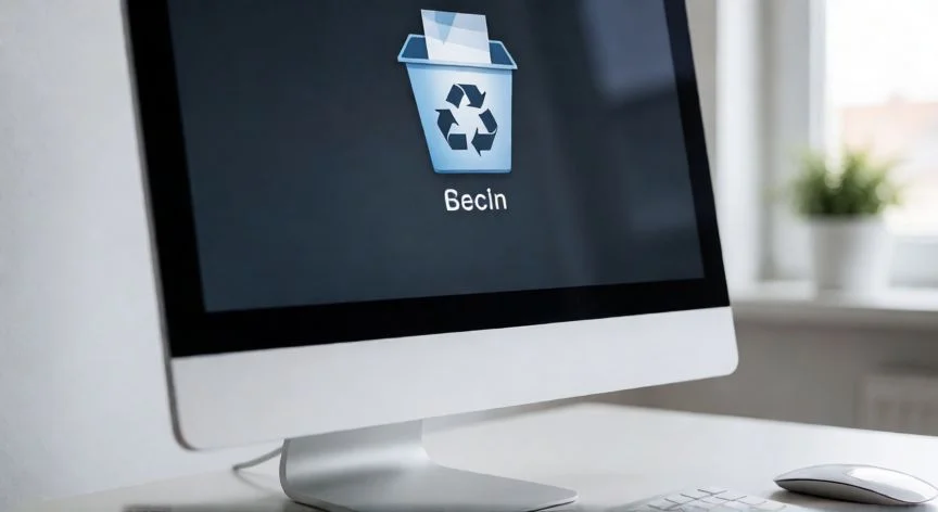 Ordenador de escritorio con la papelera de reciclaje visible