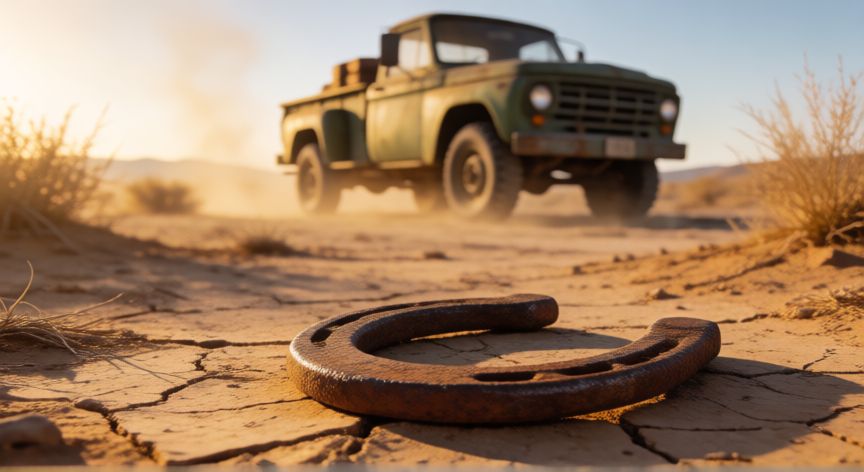 como encontrar las 50 herraduras en gta san andreas, Herradura de metal oxidada en el suelo del desierto de San Andreas