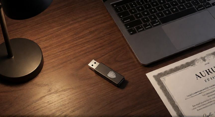 como encontrar los certificados digitales en el ordenador, Copia de seguridad en pendrive de un certificado digital junto a un portátil cerrado