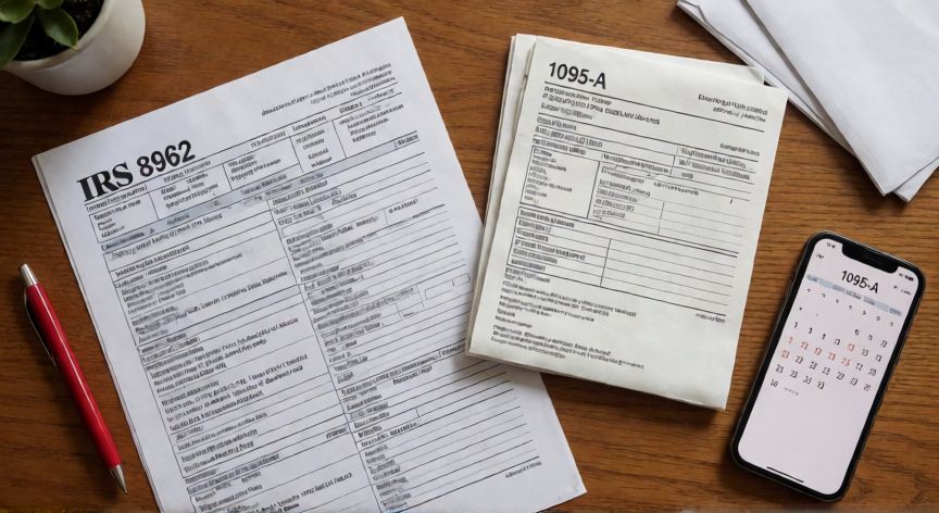 como encontrar mi 1095 a, Espacio de trabajo con los formularios 8962 y 1095-A para la declaración de impuestos