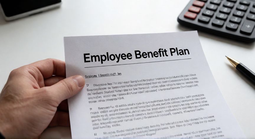 como encontrar mi 401k en español, Carta de plan de beneficios para empleados junto a calculadora sobre escritorio