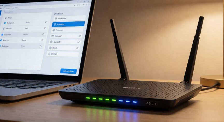 como encontrar mi band 8, Router LTE 4G con configuración de selección de banda visible en pantalla