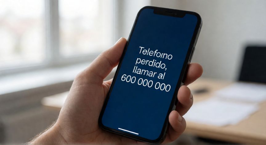 como encontrar mi telefono, Teléfono bloqueado en modo perdido mostrando un mensaje de contacto en la pantalla