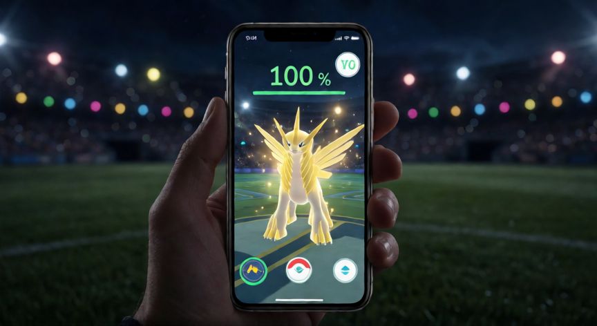 como encontrar pokemon 100 iv, Pantalla de Pokémon GO mostrando un raid legendaria con IV al 100 por ciento