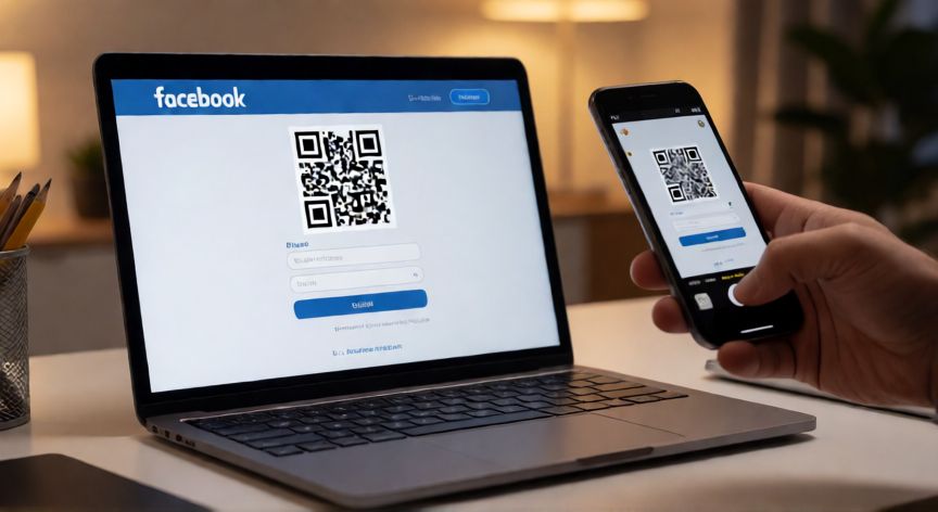 como encontrar qr de facebook, Iniciando sesión en Facebook escaneando el código QR desde el teléfono hacia la pantalla del ordenador