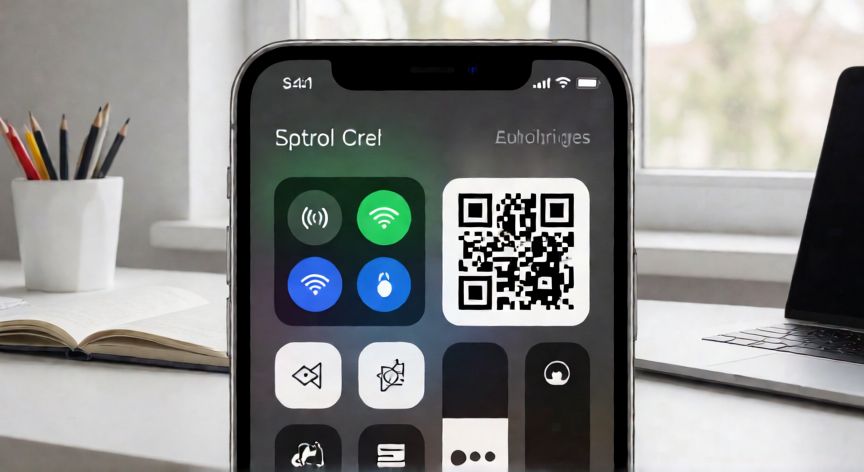 como encontrar qr de wifi en iphone, iPhone mostrando el código QR de la red WiFi activa