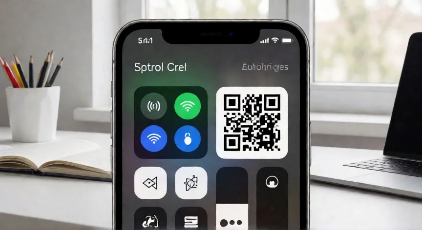 iPhone mostrando el código QR de la red WiFi activa