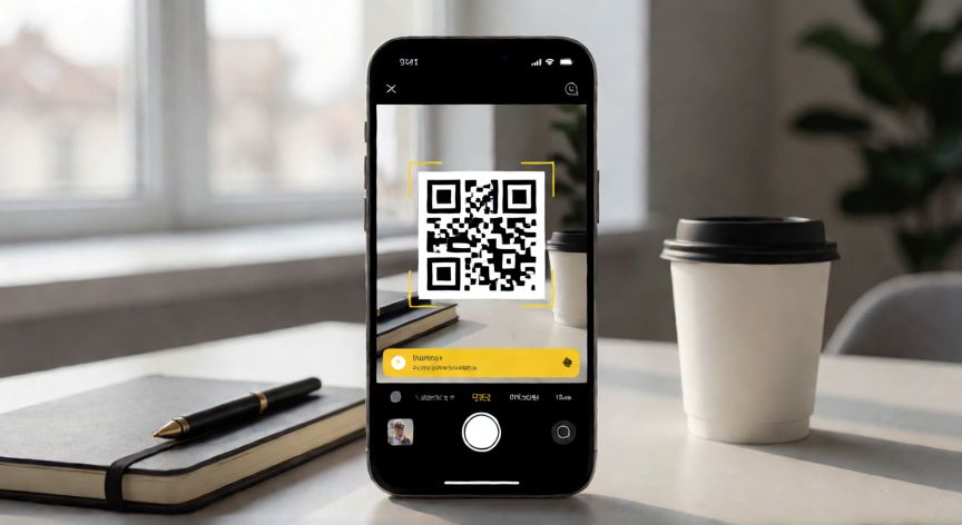 como encontrar qr en mi celular, Celular mostrando la detección de un código QR en la cámara