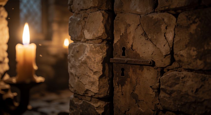 como encontrar salas super secretas isaac, Pared con cerradura oculta y luz tenue