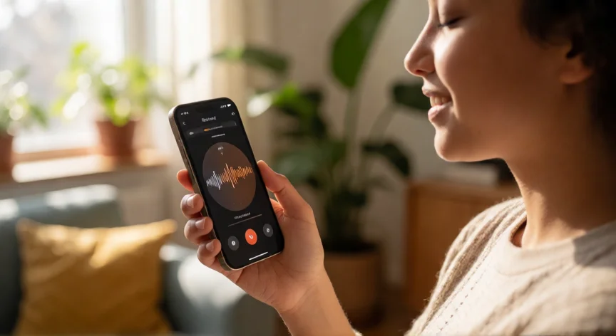 como encontrar una cancion tarareando, Persona tarareando frente al móvil usando una app de identificación musical