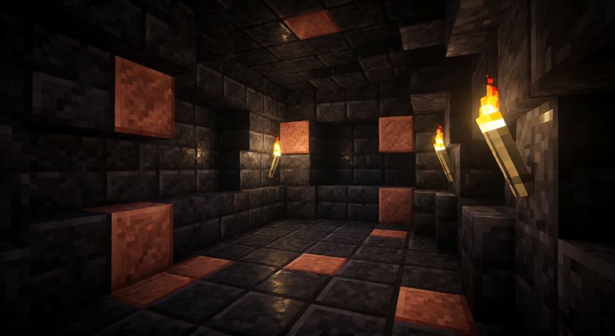 como encontrar una trial chamber en minecraft, Jugador explorando una Trial Chamber oculta en la profundidad de Minecraft