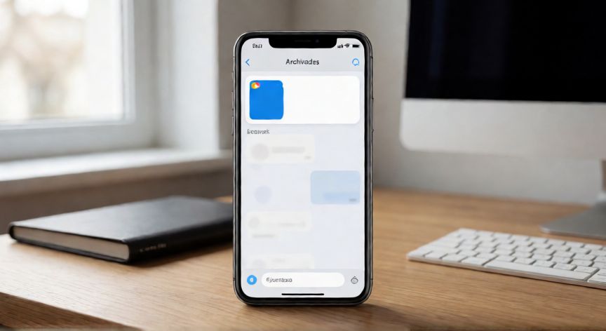 como encontrar whatsapp ocultos, Teléfono mostrando la carpeta de chats archivados en una aplicación de mensajería