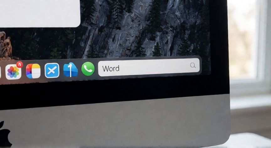 como encontrar word en la computadora, Buscador Spotlight en Mac buscando la aplicación Word