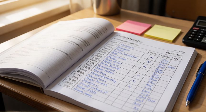 como encontrar xi en estadistica, Ejercicio resuelto de tabla de frecuencias con marcas de clase xi calculadas en un cuaderno de estadística