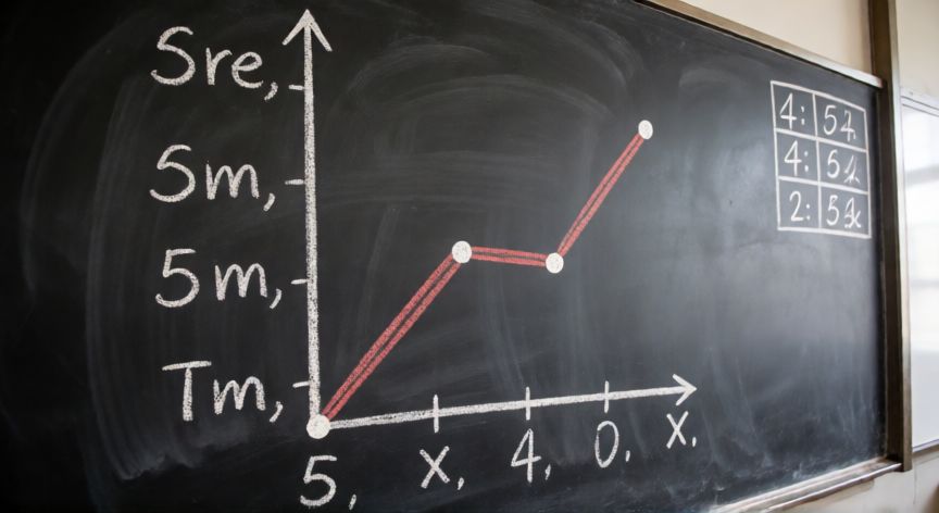 como encontrar xi en estadistica, Polígono de frecuencia en pizarra con puntos ubicados en las marcas de clase xi