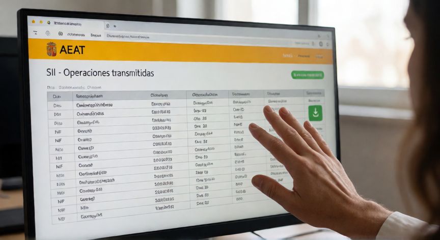 como encontrar xml de una factura, Portal AEAT mostrando la descarga del XML de facturas transmitidas al SII