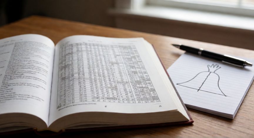 como encontrar z en la tabla de distribucion normal, Tabla de distribución normal estándar abierta en un libro de estadística sobre un escritorio