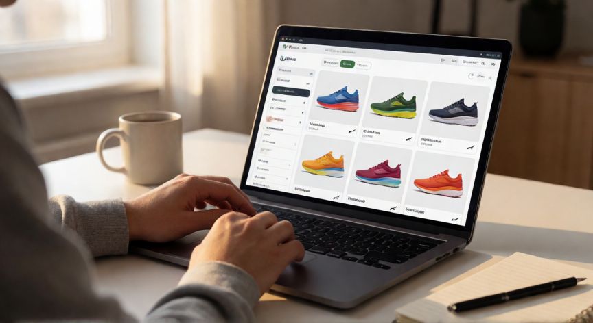 como encontrar zapatillas en hacoo, Persona buscando zapatillas en una tienda online con filtros activos