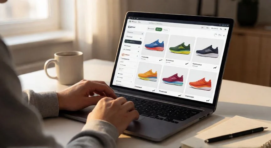 Persona buscando zapatillas en una tienda online con filtros activos