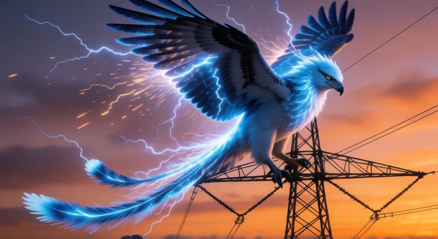como encontrar zapdos pokemon go, Zapdos legendario con descargas eléctricas posado sobre un transformador al atardecer