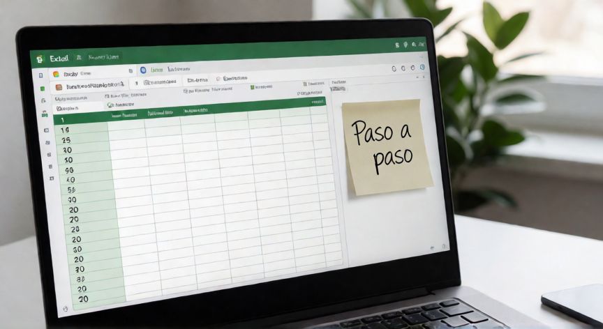 como enumerar en excel, Hoja de Excel con tabla numerada automáticamente vista desde arriba