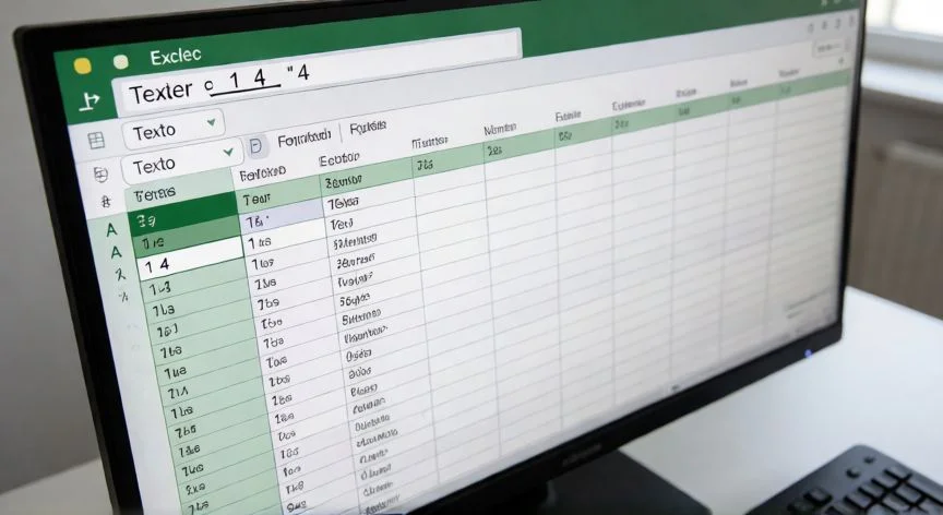 Celda de Excel mostrando el texto 1 4 con espacio y formato de celda en Texto