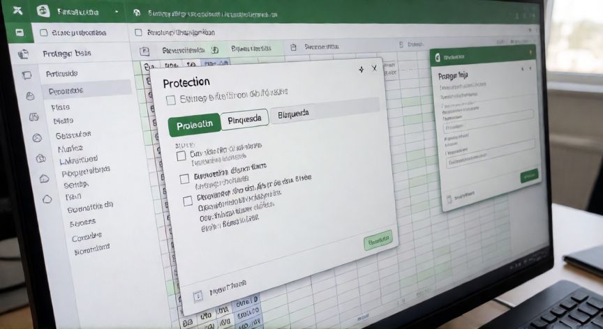 como fijar en excel celdas, Diálogo de protección de celdas en Excel con la pestaña Protección seleccionada