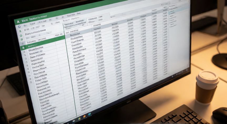 como fijar en excel columnas, Hoja de cálculo en Excel con las dos primeras columnas congeladas separadas por una línea vertical azul, mostrando datos tabulares