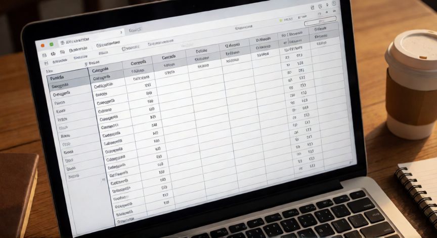 como fijar en excel una columna, Hoja de Excel con columnas de etiqueta congeladas a la izquierda y columnas mensuales desplazables