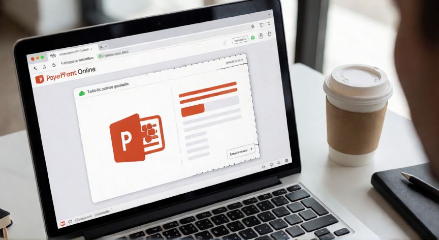 como guardar en powerpoint online, Interfaz de PowerPoint Online mostrando el indicador de autoguardado activo en la parte superior