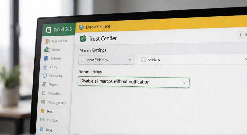 Ventana del Centro de confianza de Excel 365 con la configuración de macros visible