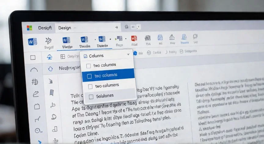 Interfaz de Microsoft Word mostrando la selección de dos columnas en el menú de diseño