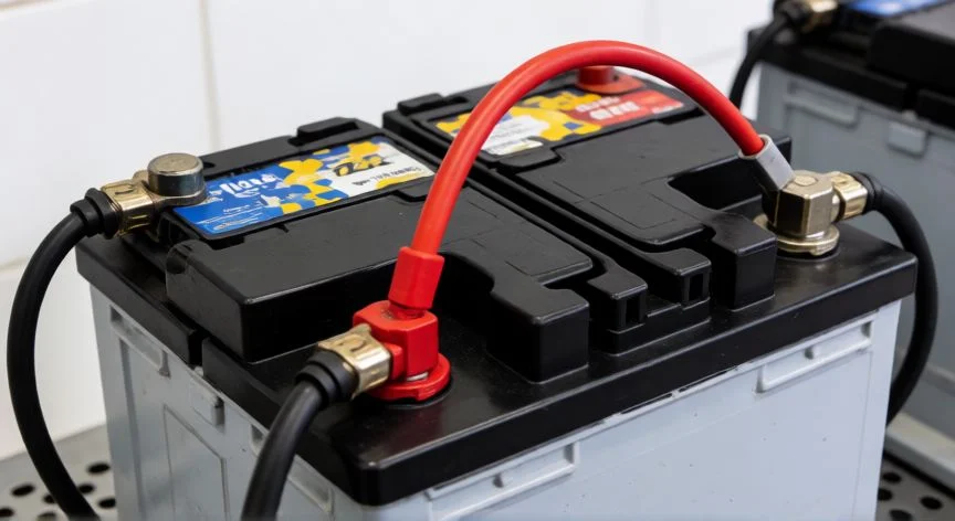 Conexión en serie de dos baterías de 12V para obtener 24V