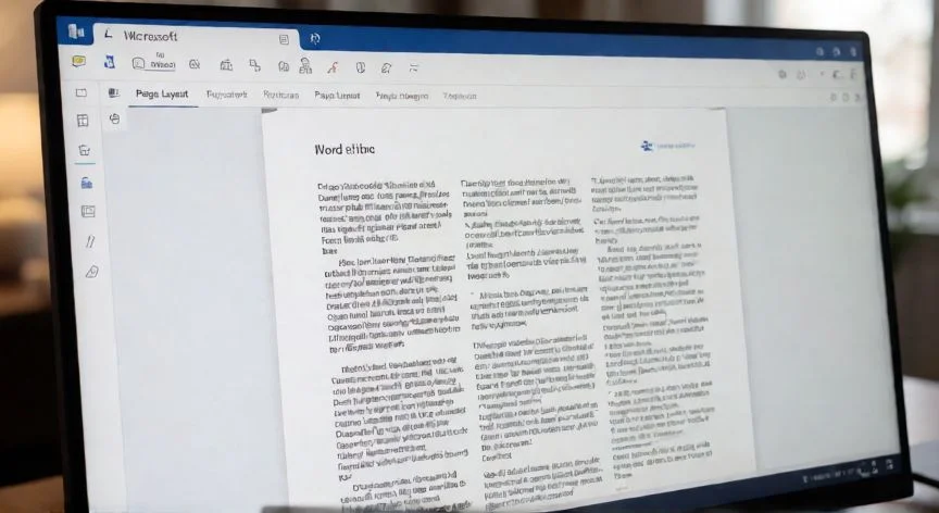 Pantalla de ordenador mostrando un documento de Word con texto en tres columnas
