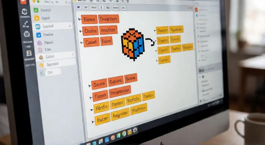Interfaz de Scratch mostrando bloques de código para rotar un cubo 3D simulado