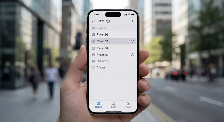 Configuración de preferencia de red 5G en un teléfono Android