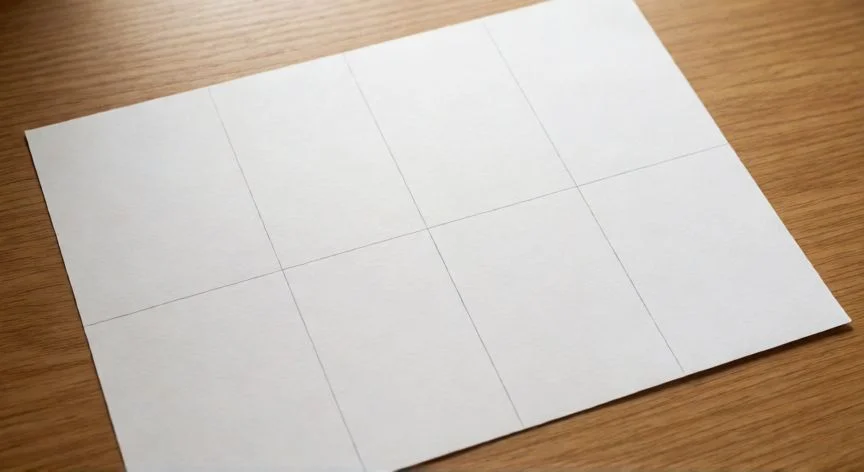 Documento Word con tabla de seis cuadros en una hoja A4