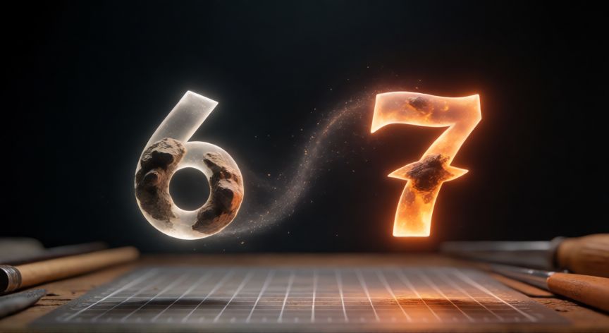 Interfaz de Infinite Craft mostrando los números 6 y 7 listos para combinarse