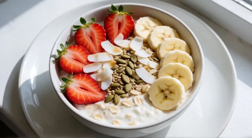 como hacer 7 semillas desayuno, Frasco overnight con yogur, avena, semillas y fruta fresca, desayuno práctico