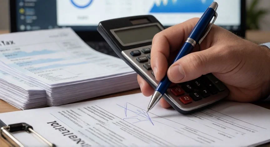 como hacer 931 sin empleados, Manos firmando y calculando el modelo 931 de impuestos
